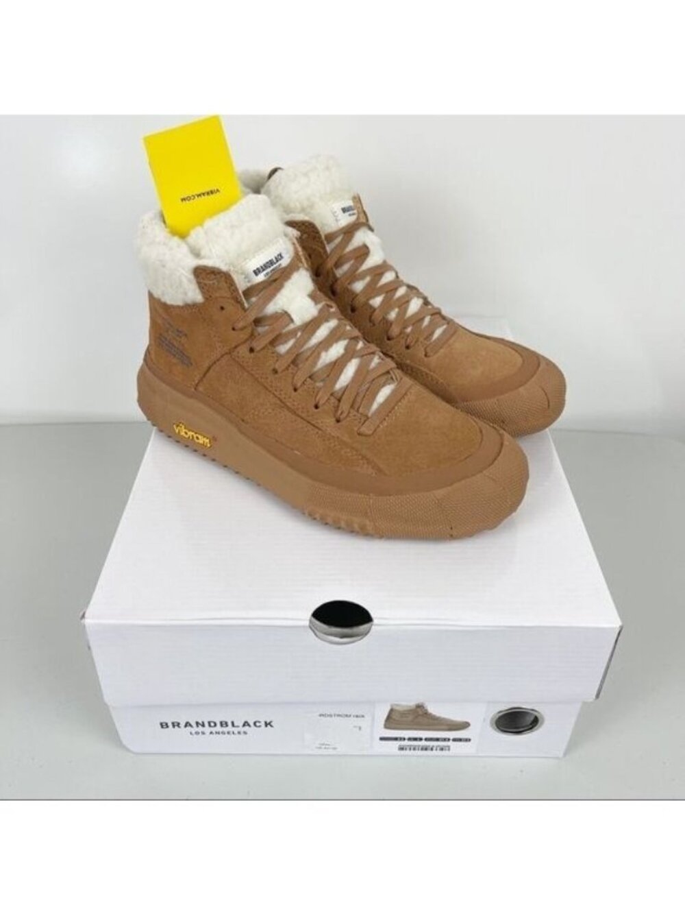 Brandblack Capo Shearling High Top Sneakers NWT Size 6.5 Tan Suede Vibram Sole